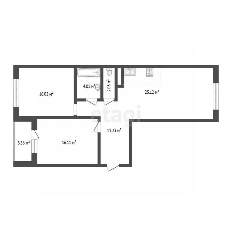 2-к кв. Тюменская область, Тюмень Ставропольская ул., 97к4 (74.0 м) - Фото 1