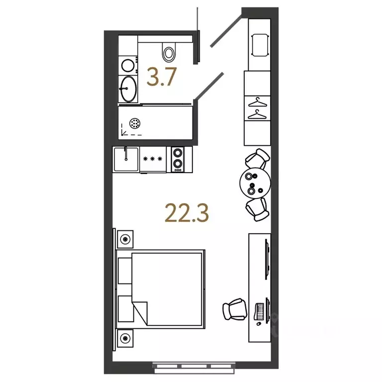 Студия Санкт-Петербург Ташкентская ул., 6к2 (26.0 м) - Фото 0