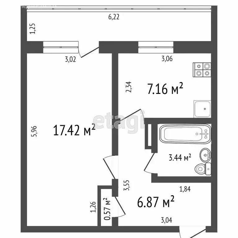1-комнатная квартира: Ульяновск, Рабочая улица, 13 (29.5 м) - Фото 0