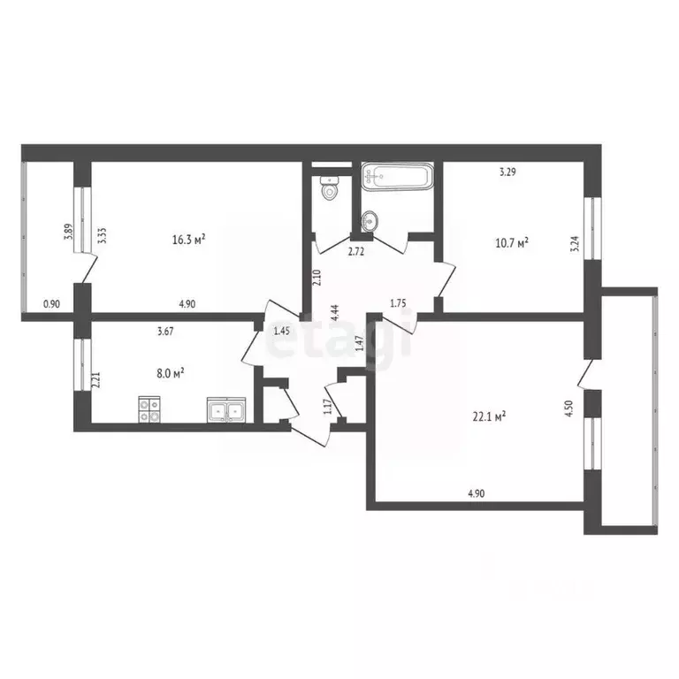 3-к кв. Свердловская область, Талица Рябиновая ул., 4 (71.2 м) - Фото 2