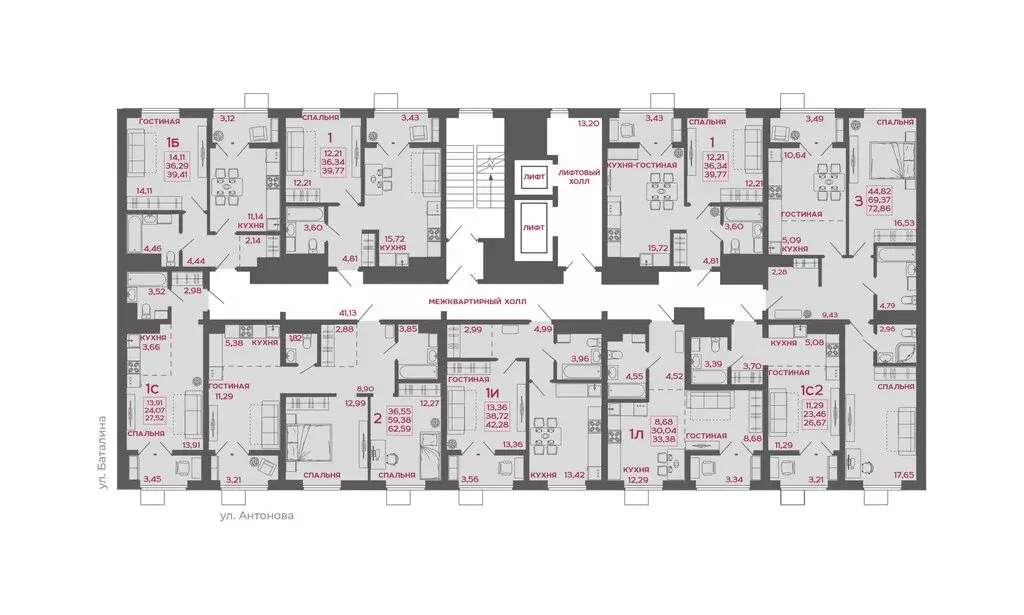 2-комнатная квартира: Пенза, ЖК Микрорайон Новобережье (62.59 м) - Фото 1