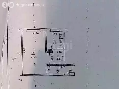 1-комнатная квартира: село Большие Яки, Школьная улица, 3 (32 м) - Фото 1