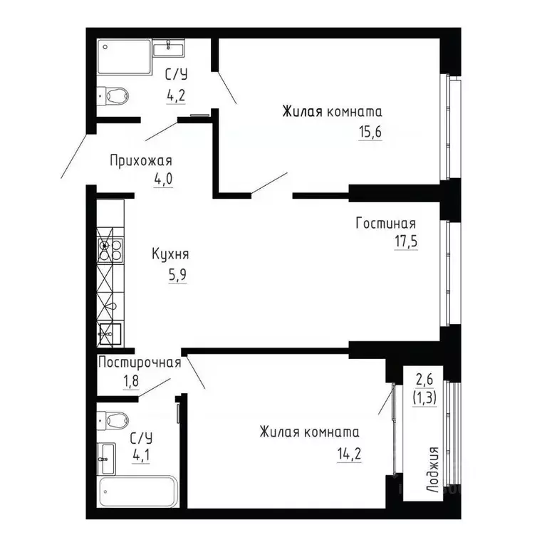 2-к кв. Приморский край, Владивосток 7Я жилой комплекс (68.6 м) - Фото 1