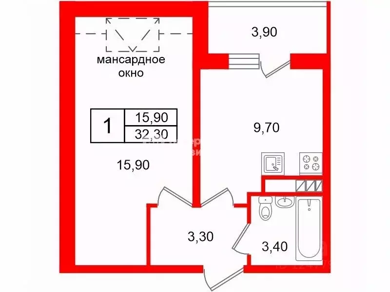 1-к кв. Санкт-Петербург Пулковское ш., 71к16 (32.3 м) - Фото 2