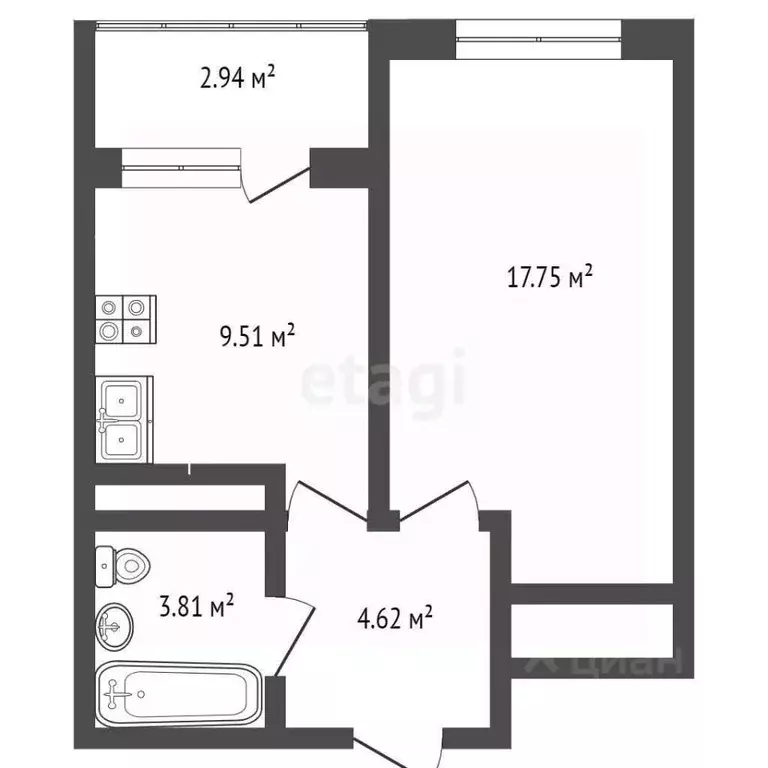 1-к кв. Москва 6-я Радиальная ул., 7/1к2 (39.0 м) - Фото 1