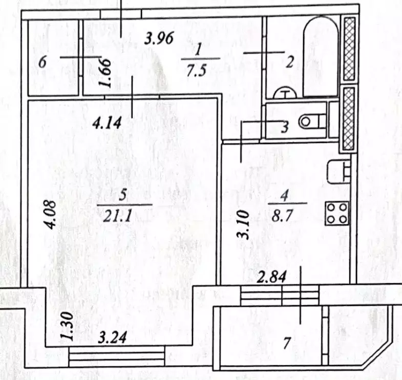 1-к. квартира, 43,2 м, 7/9 эт. - Фото 0