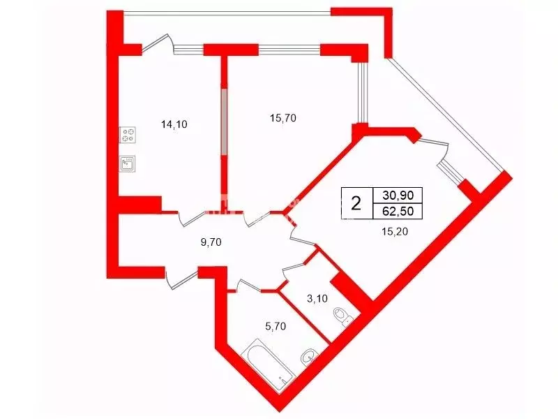 2-к кв. Ленинградская область, Кудрово г. Всеволожский район, ... - Фото 2