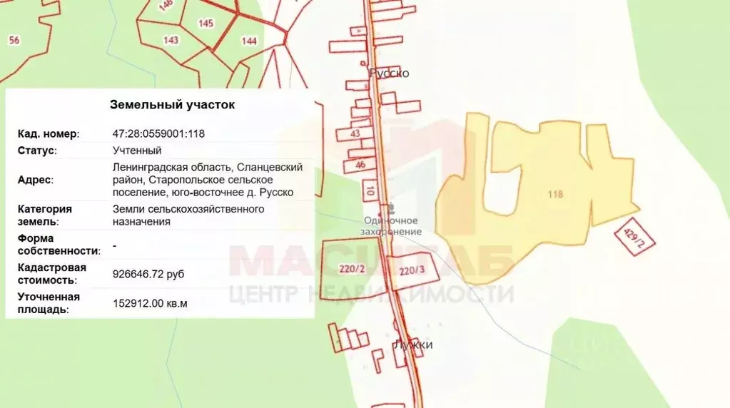 Участок в Ленинградская область, Сланцевский район, Старопольское ... - Фото 1