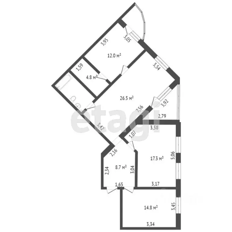 3-к кв. Омская область, Омск Братская ул., 19 (89.2 м) - Фото 1