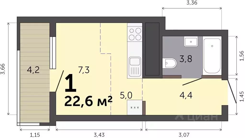 Студия Свердловская область, Екатеринбург Малевич жилой комплекс (22.6 ... - Фото 0
