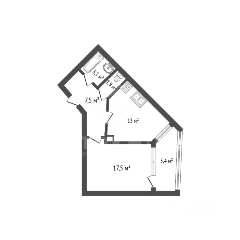 1-к кв. Санкт-Петербург просп. Королева, 65 (43.0 м) - Фото 2