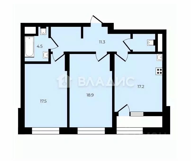 2-к кв. Москва Клинская ул., 2Ак7 (72.1 м) - Фото 2