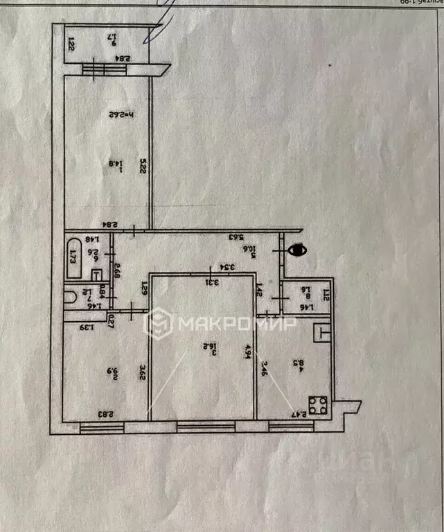 3-к кв. Татарстан, Казань ул. Рашида Вагапова, 15 (65.4 м) - Фото 2