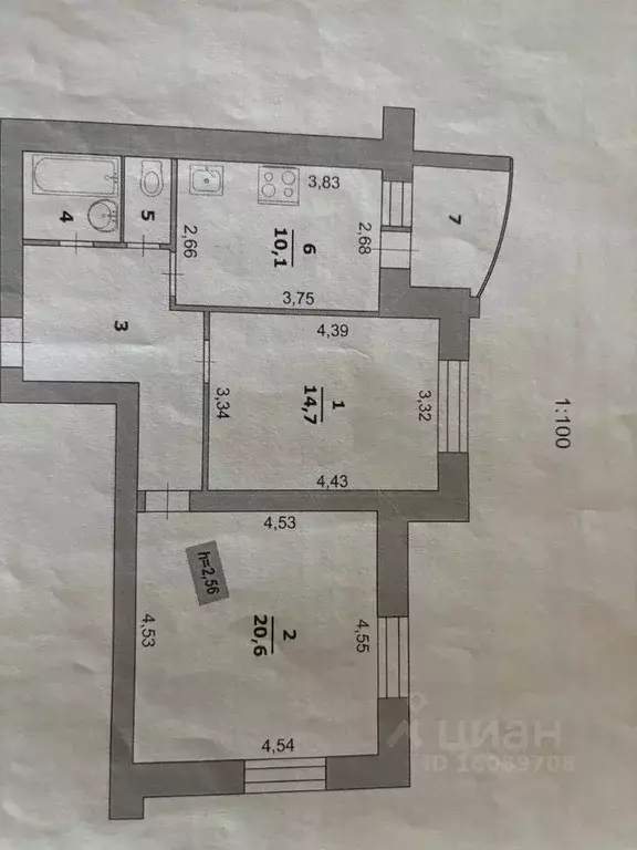 2-к кв. Белгородская область, Белгород ул. Макаренко, 34 (59.4 м) - Фото 1