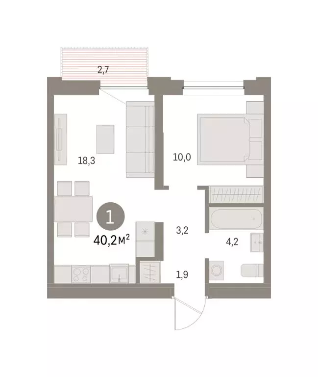 1-комнатная квартира: Екатеринбург, улица Гастелло, 18 (40.24 м) - Фото 1