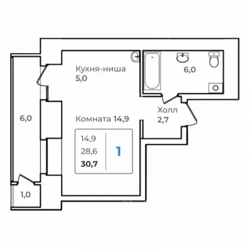 1-к кв. Амурская область, Благовещенск  (30.7 м) - Фото 0