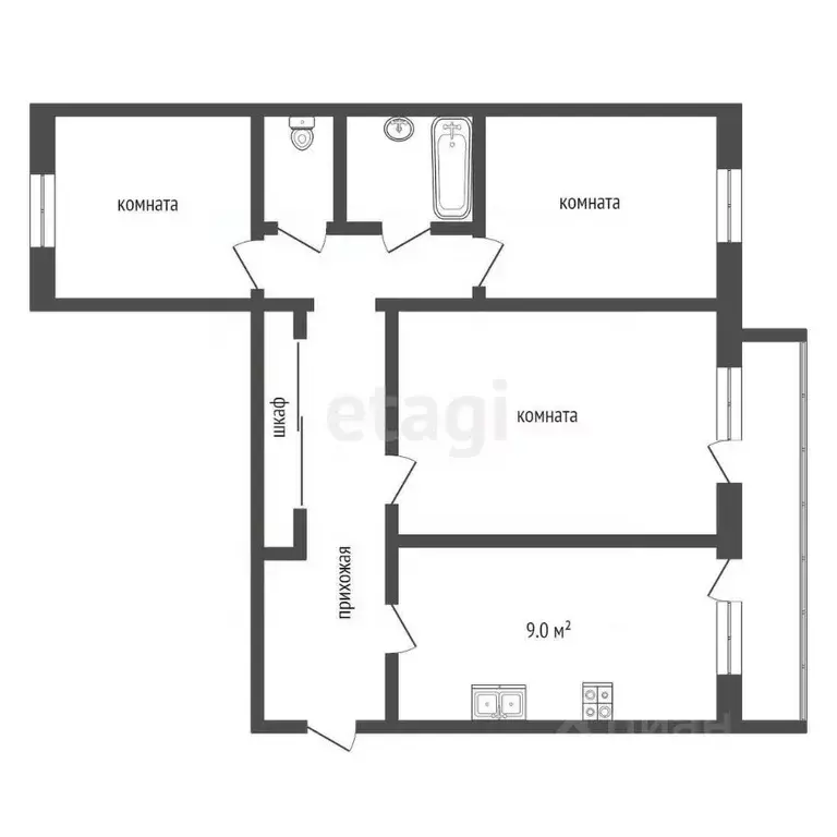 3-к кв. Саратовская область, Балашов ул. Карла Маркса, 9 (59.8 м) - Фото 1