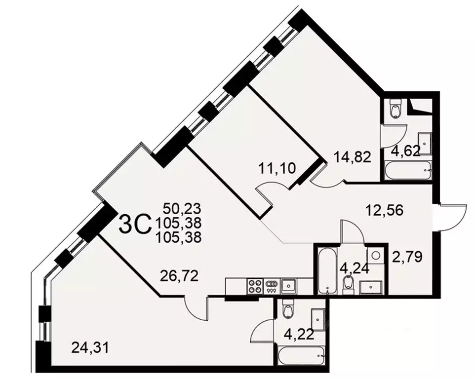 3-к кв. Тульская область, Тула Хлебная пл., 8к2 (105.38 м) - Фото 1