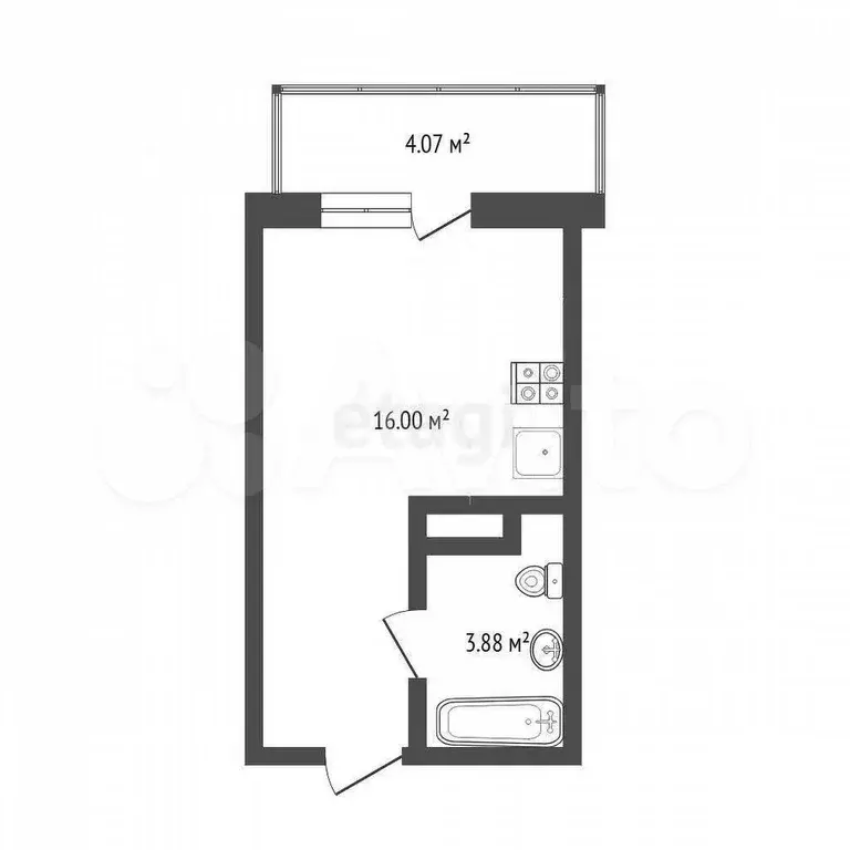 Квартира-студия, 20 м, 10/19 эт. - Фото 0