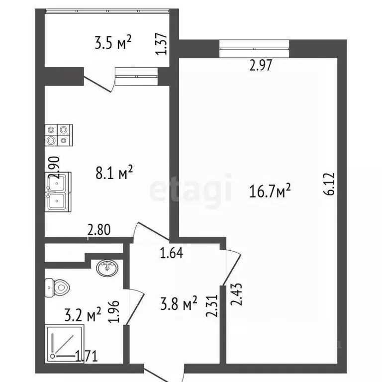 1-к кв. Краснодарский край, Анапа Анапское ш., 24к6 (35.3 м) - Фото 2