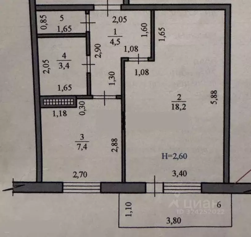 1-к кв. Волгоградская область, Городищенский район, Ерзовское ... - Фото 1