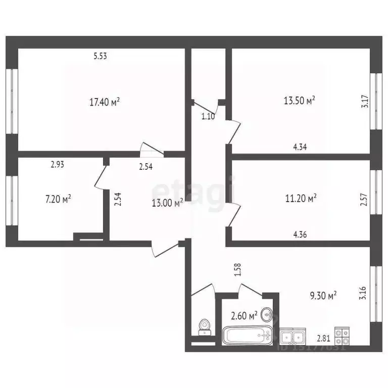 4-к кв. Ямало-Ненецкий АО, Ноябрьск ул. Цоя, 5 (79.0 м) - Фото 1
