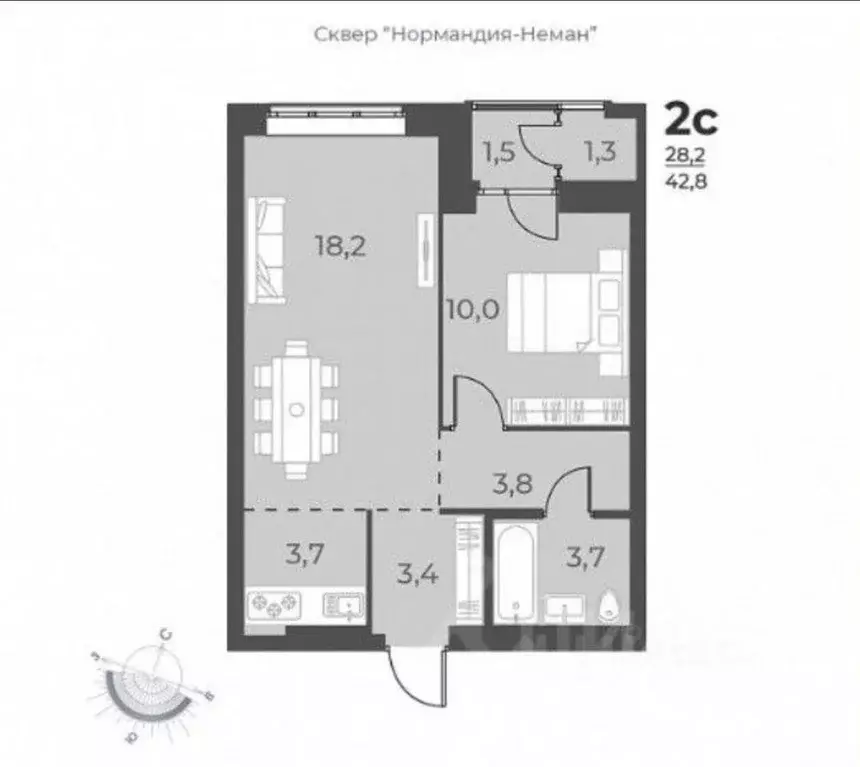 1-к кв. Новосибирская область, Новосибирск ул. Аэропорт, 58А (42.0 м) - Фото 0