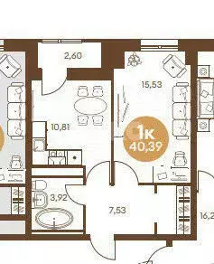 1-комнатная квартира: Ростов-на-Дону, Кировский район, жилой комплекс ... - Фото 1