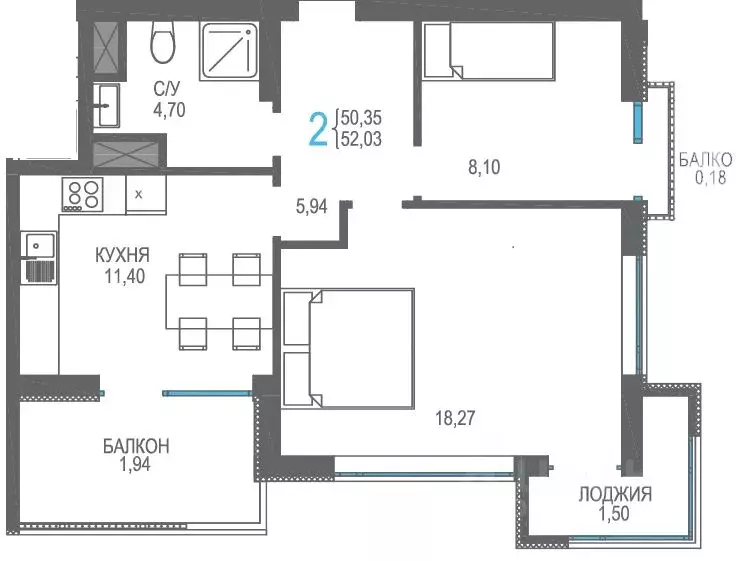 2-к кв. Крым, Алушта муниципальный округ, пос. Семидворье пер. ... - Фото 0