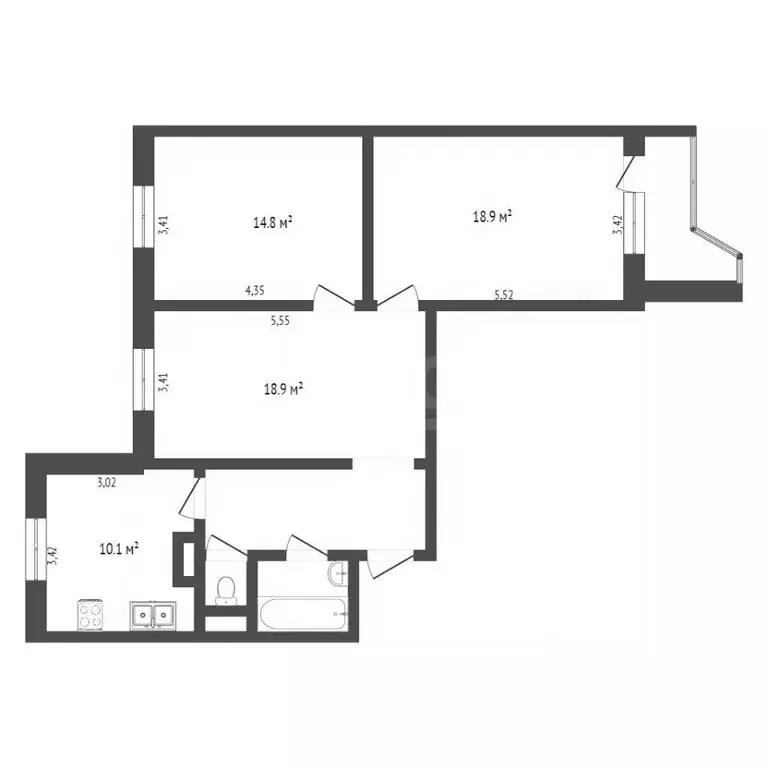 3-к кв. Ханты-Мансийский АО, Нижневартовск Северная ул., 72 (74.3 м) - Фото 1