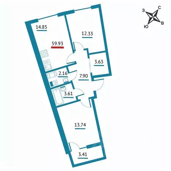 2-к кв. Ленинградская область, Мурино Всеволожский район, Левитан ... - Фото 1