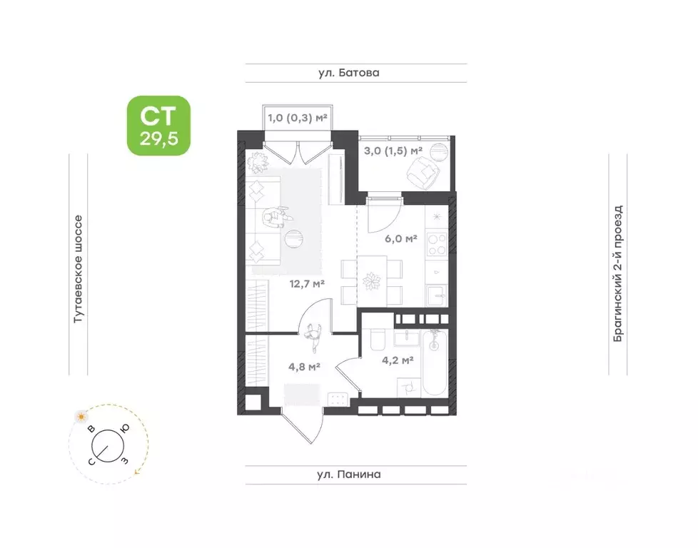 1-к кв. Ярославская область, Ярославль Тутаевское ш., 93Б (29.5 м) - Фото 1