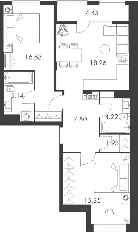 2-к кв. Тульская область, Тула ул. Карпова, 103А (73.78 м) - Фото 0