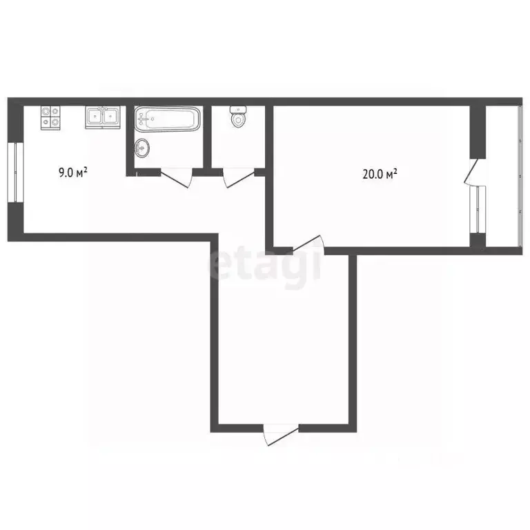 1-к кв. Тюменская область, Тюмень ул. Московский Тракт, 119 (43.0 м) - Фото 1