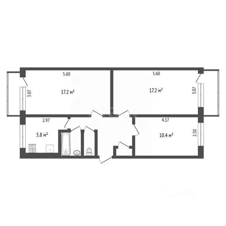 3-к кв. Белгородская область, Белгород ул. Некрасова, 30Б (62.0 м) - Фото 1