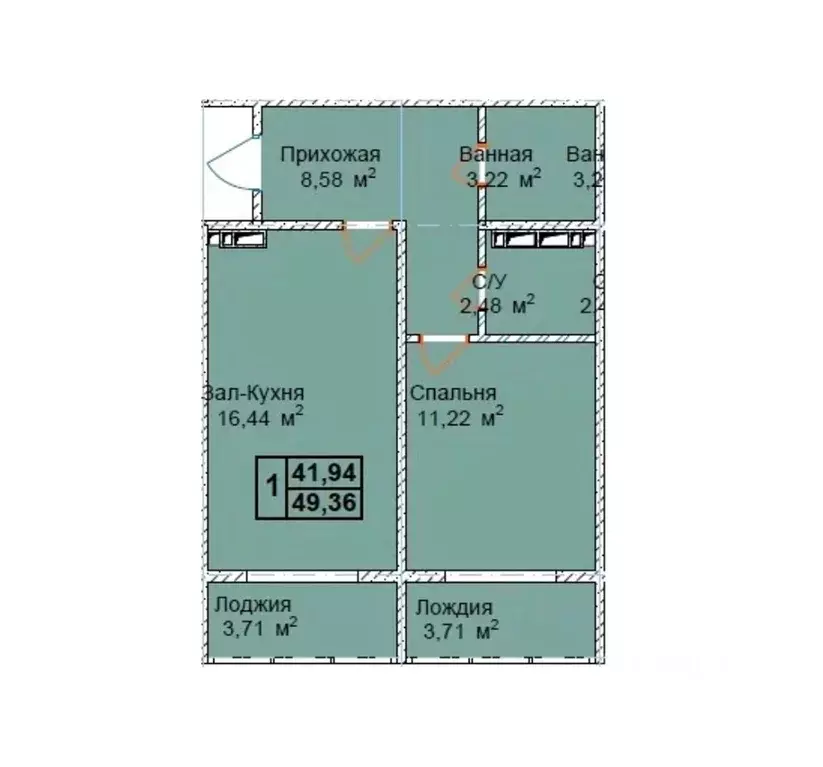 1-к кв. Чеченская республика, Грозный пос. Строителей,  (49.36 м) - Фото 1