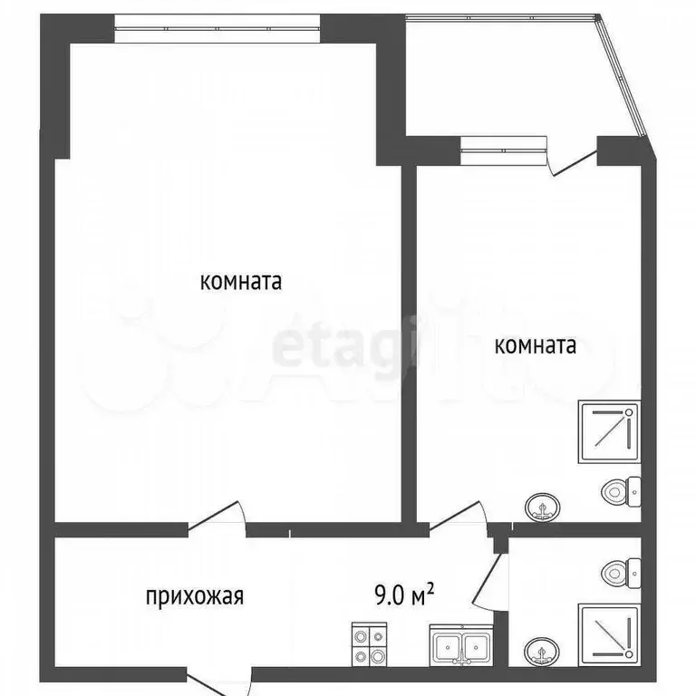 1-к. квартира, 45,2 м, 4/5 эт. - Фото 0
