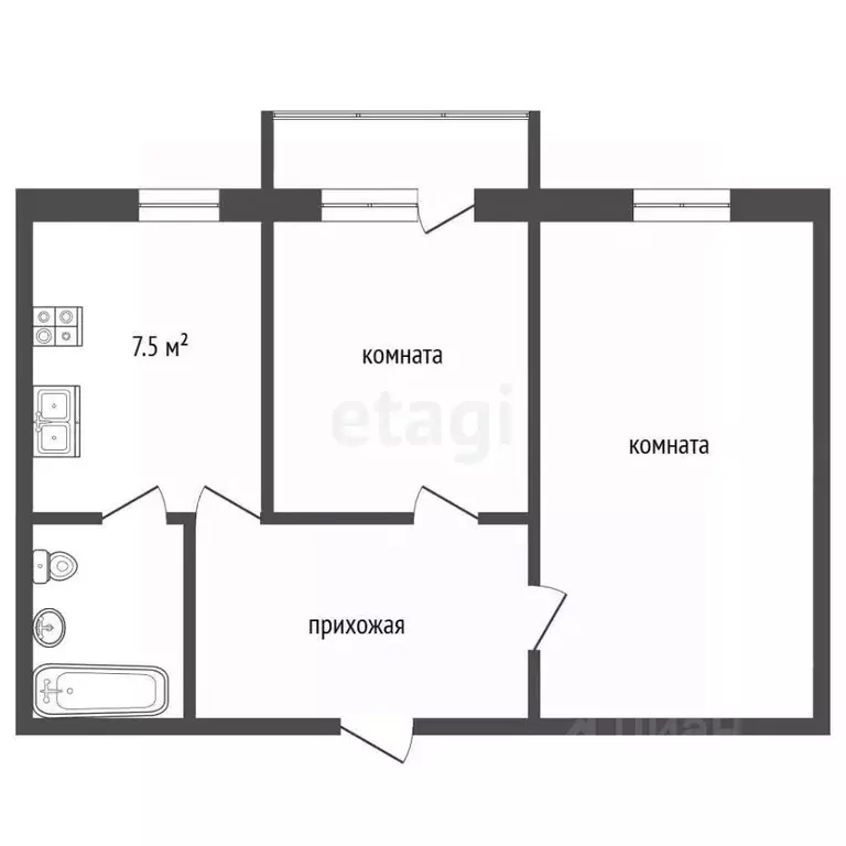 2-к кв. Нижегородская область, Лысково Полевая ул., 2 (49.2 м) - Фото 2