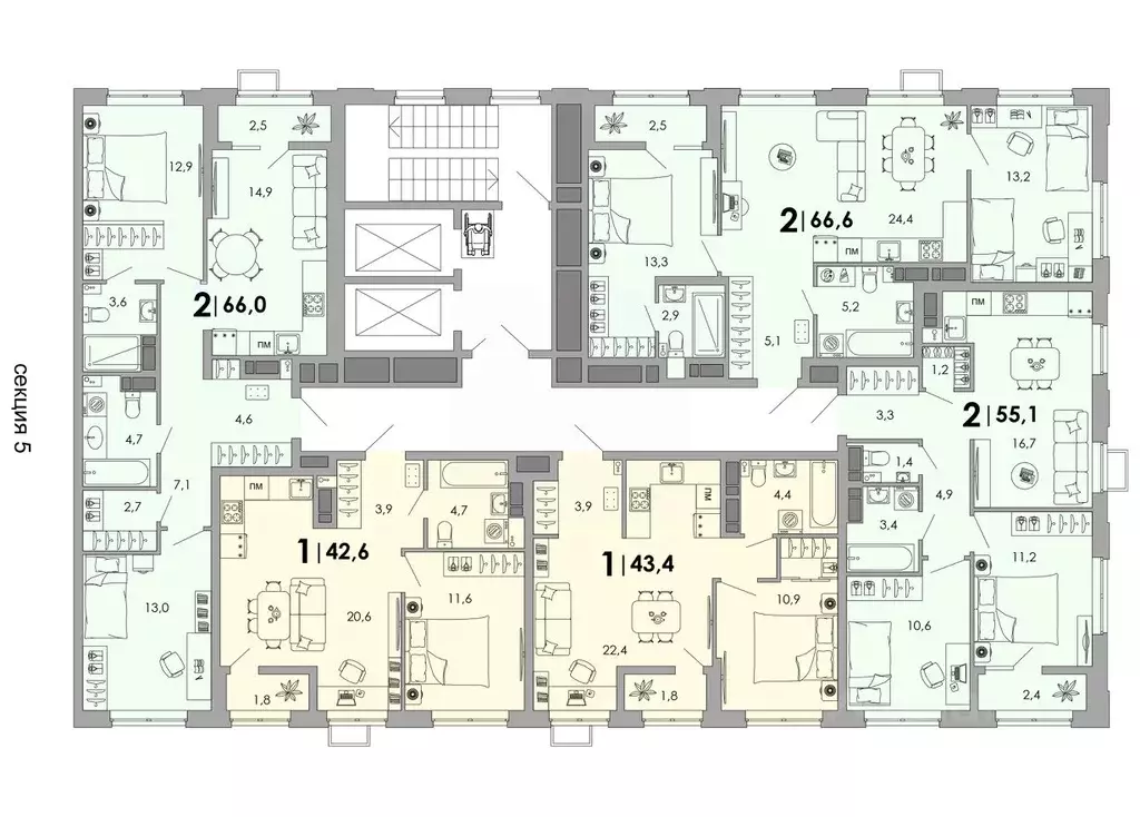2-к кв. Владимирская область, Владимир Уно жилой комплекс (66.0 м) - Фото 2