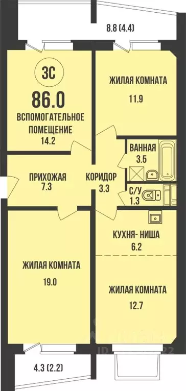 3-к кв. Новосибирская область, Новосибирск Династия жилой комплекс ... - Фото 0