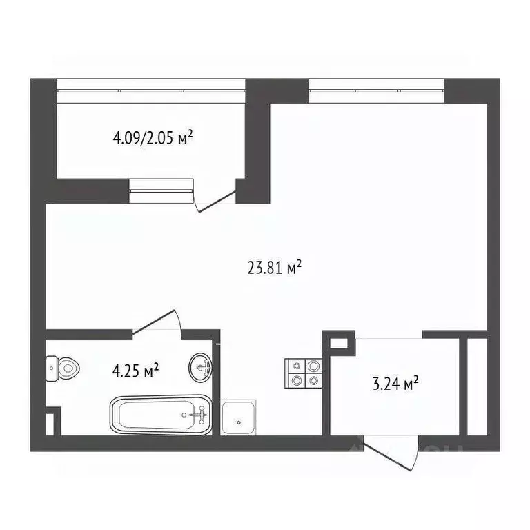 Студия Тюменская область, Тюменский муниципальный округ, д. Патрушева ... - Фото 1