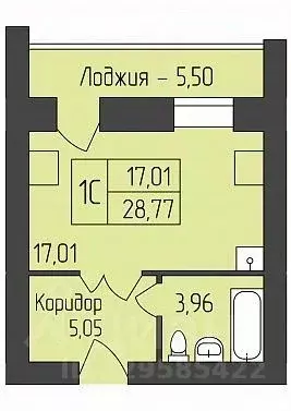Студия Новосибирская область, Новосибирск ул. Юности, 7 (28.77 м) - Фото 0