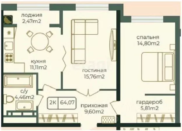 2-к кв. Дагестан, Каспийск просп. Акулиничева (67.74 м) - Фото 0