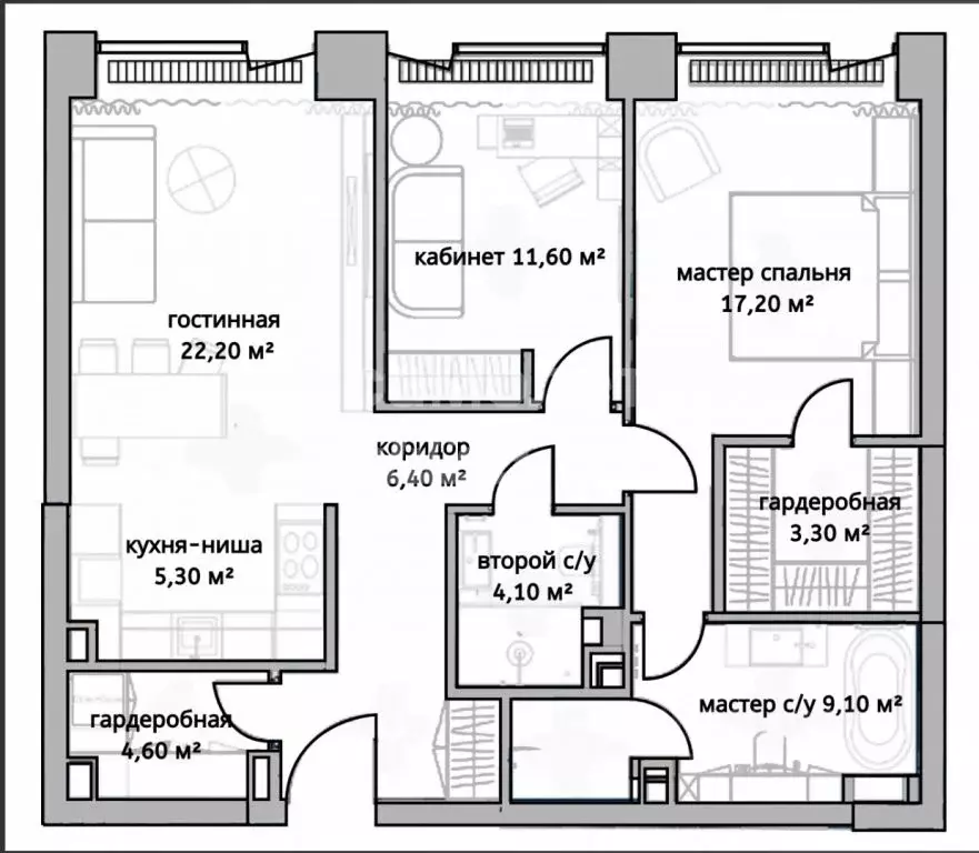 3-к кв. Москва Ленинградский просп., 37/2 (83.8 м) - Фото 2