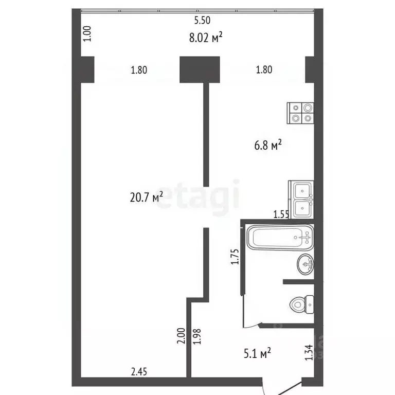 1-к кв. Тюменская область, Тюменский муниципальный округ, с. Горьковка ... - Фото 2