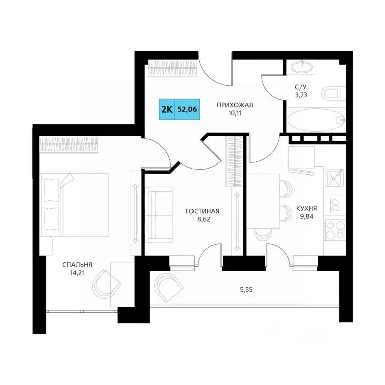 2-к кв. Дагестан, Дербент  (52.06 м) - Фото 1