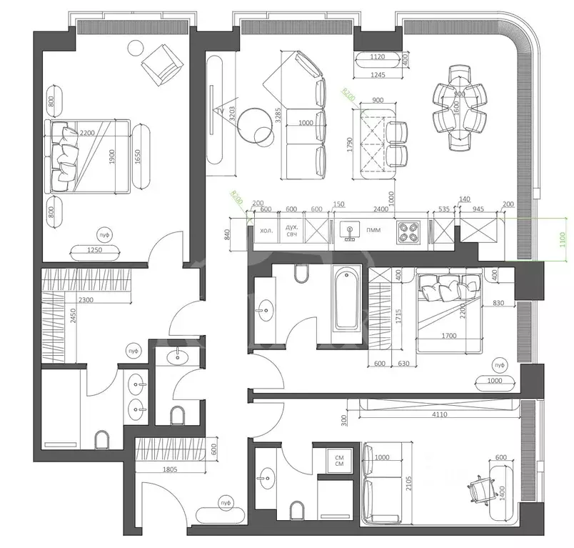 4-к кв. Москва ул. Братьев Фонченко, 1к4 (150.0 м) - Фото 1