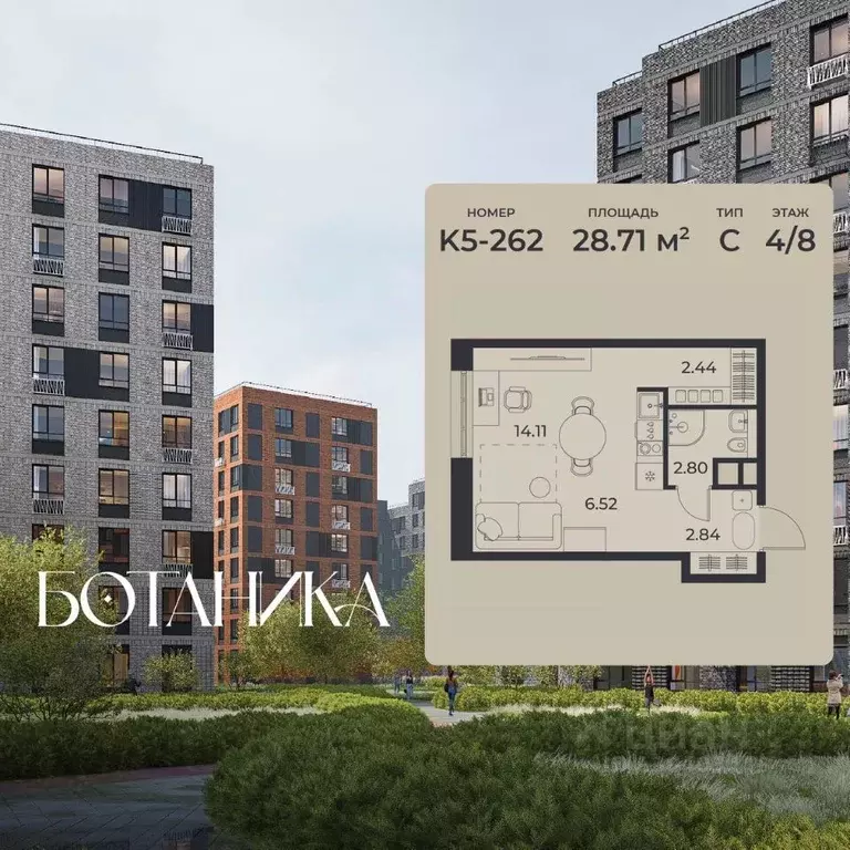 Студия Липецкая область, Липецк Авторский жилрайон, Ботаника жилой ... - Фото 1