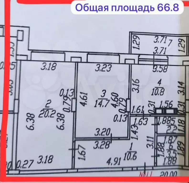 2-к. квартира, 68 м, 3/16 эт. - Фото 0