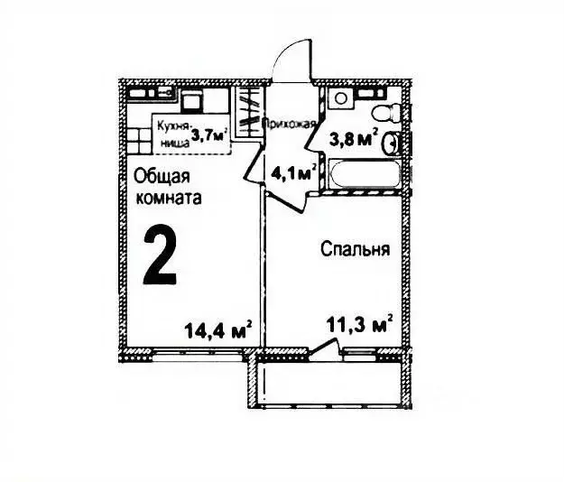 2-к кв. Кемеровская область, Кемерово бул. Строителей, 60к3 (38.0 м) - Фото 2